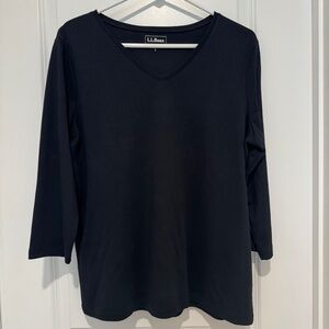 L.L. Women's Cotton 3/4 Sleeve Size L Black